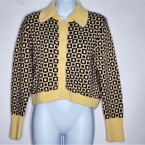 Zara Women's Sweater Button Up Cropped Long Sleeve Cardigan Size M